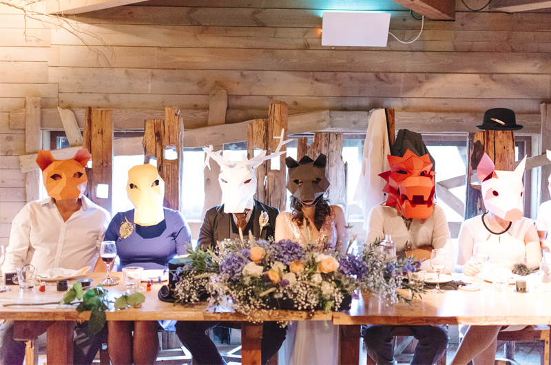 Top table wintercroft masks and flower table decoration